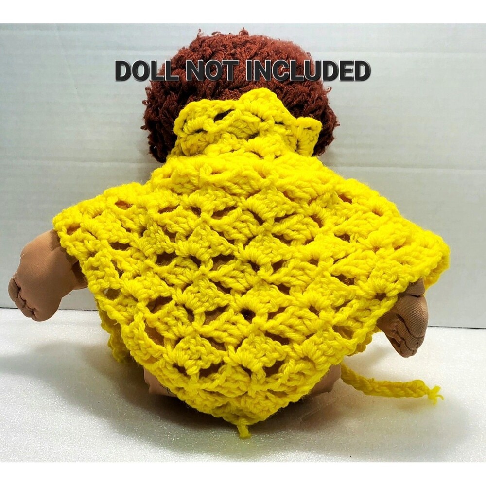 Handmade Yellow Crochet Doll Shawl – Boho Cottagecore Wrap for 18" Dolls Gift